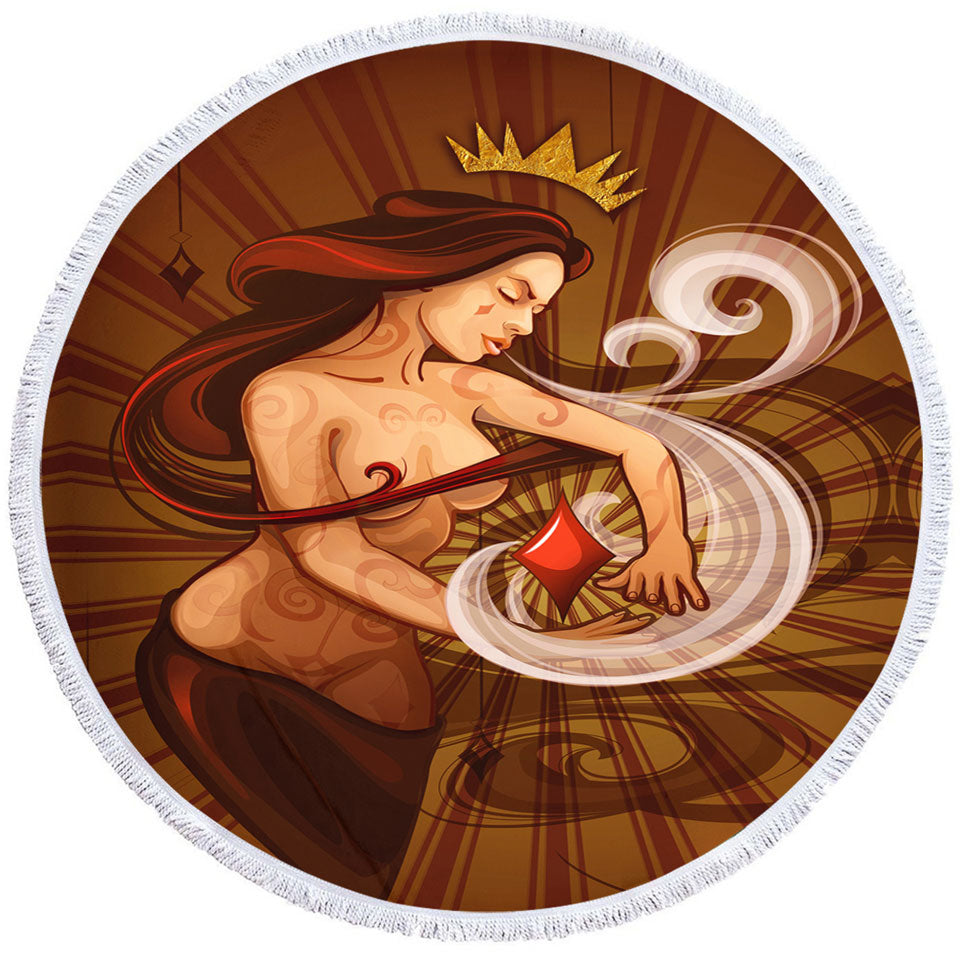 Sexy Cool Circle Beach Towel Art Queen of Diamonds