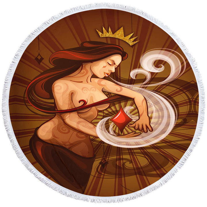 Sexy Cool Circle Beach Towel Art Queen of Diamonds