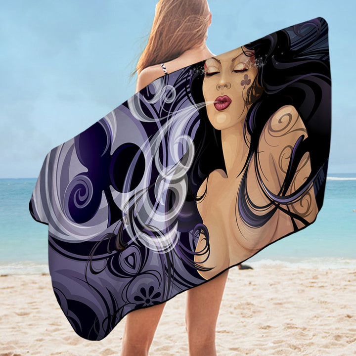 Sexy Cool Pool Towel Art Queen of Clubs