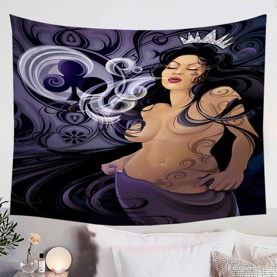 Sexy-Cool-Tapestry-Art-Queen-of-Clubs