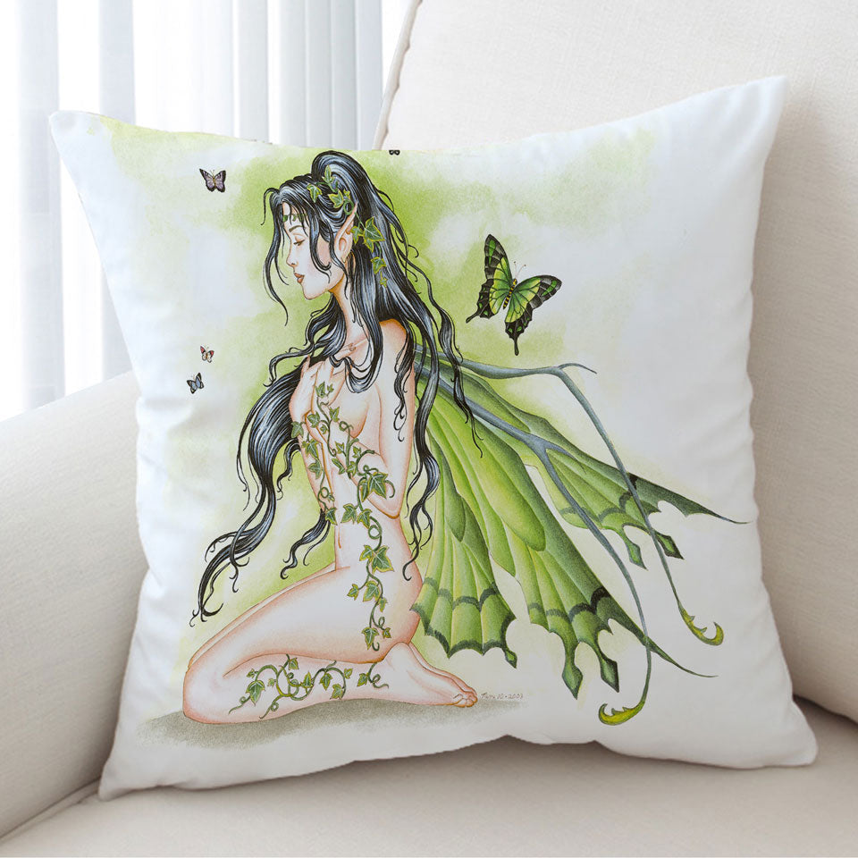 Sexy Cushion Cover Fantasy Art the Green Ivy Fairy