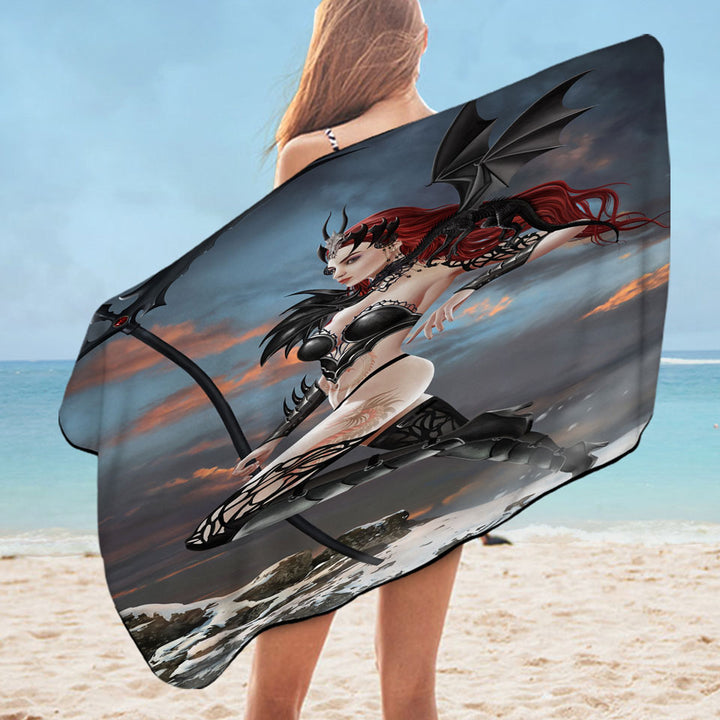 Sexy Gothic Pool Towels Fantasy Art Queen of Bones