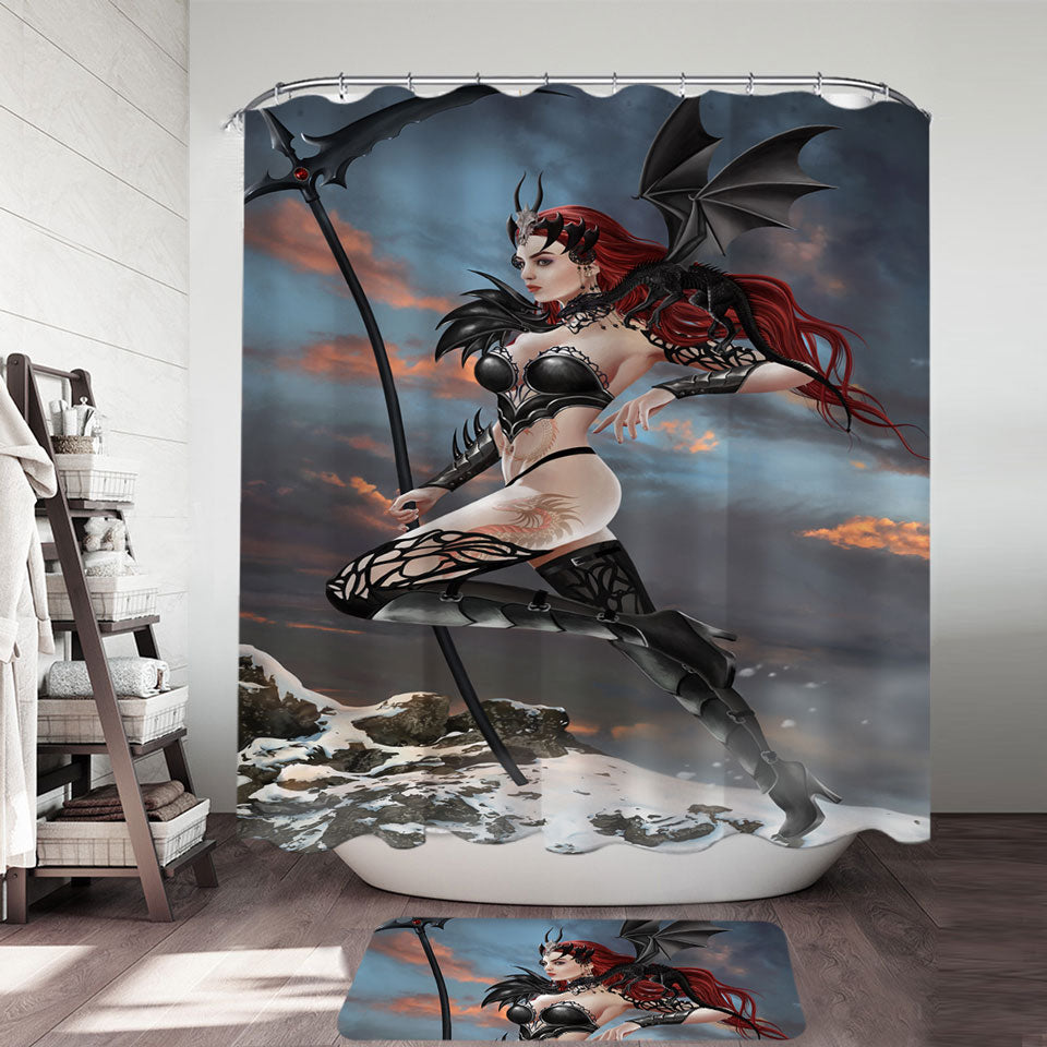 Sexy Gothic Shower Curtain Fantasy Art Queen of Bones