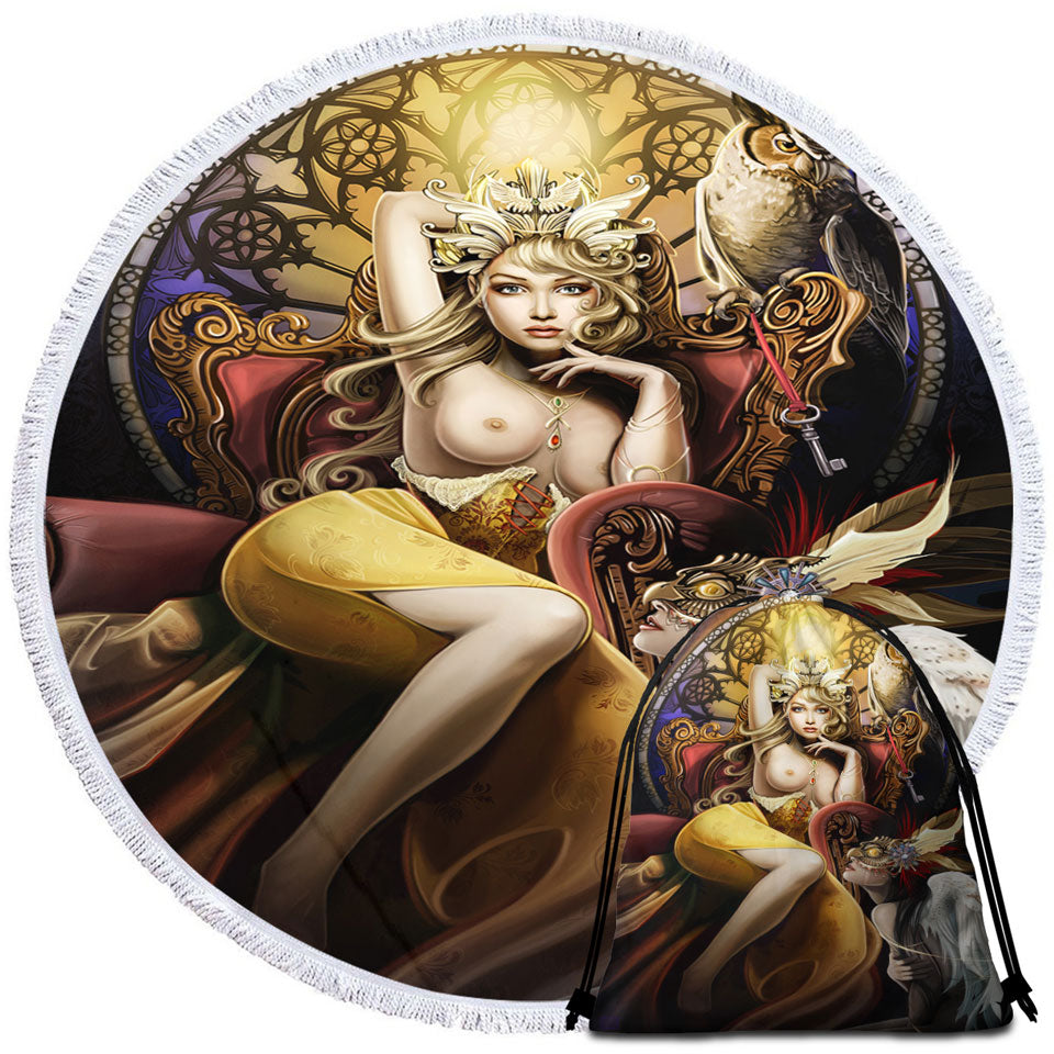 Sexy Mens Beach Towels Art Beautiful Girl the Fettered Queen