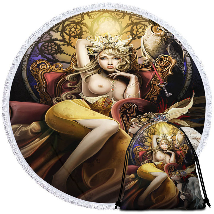 Sexy Mens Beach Towels Art Beautiful Girl the Fettered Queen