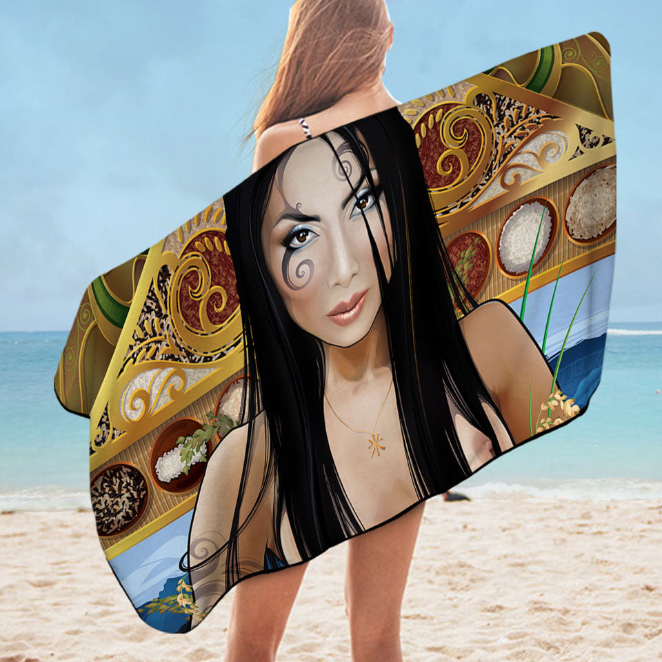 Sexy Pool Towels Woman Art Goddess of Rice