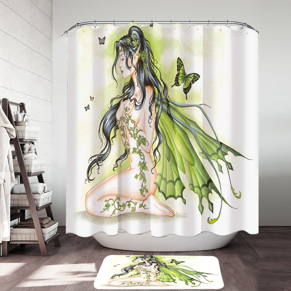 Sexy Shower Curtain Fantasy Art the Green Ivy Fairy