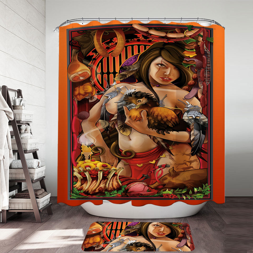 Sexy Shower Curtains Art Fine Girl the Goddess of Meat