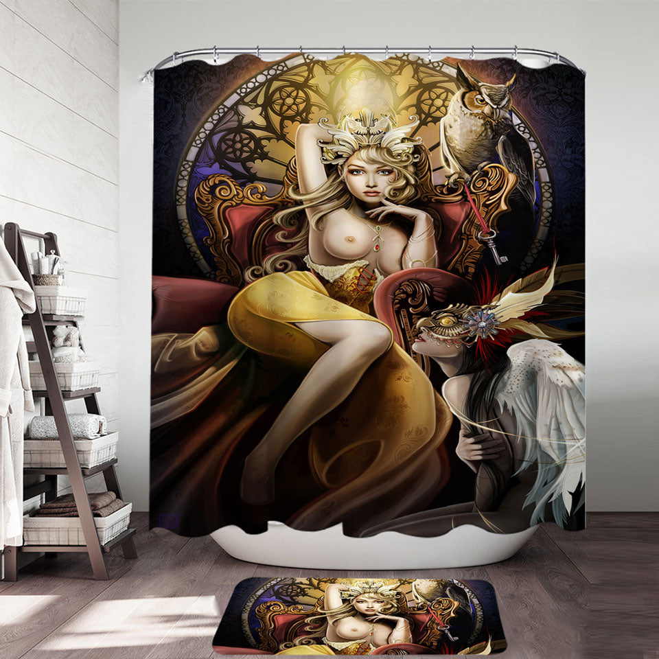 Sexy Shower Curtains for Men Art Beautiful Girl the Fettered Queen