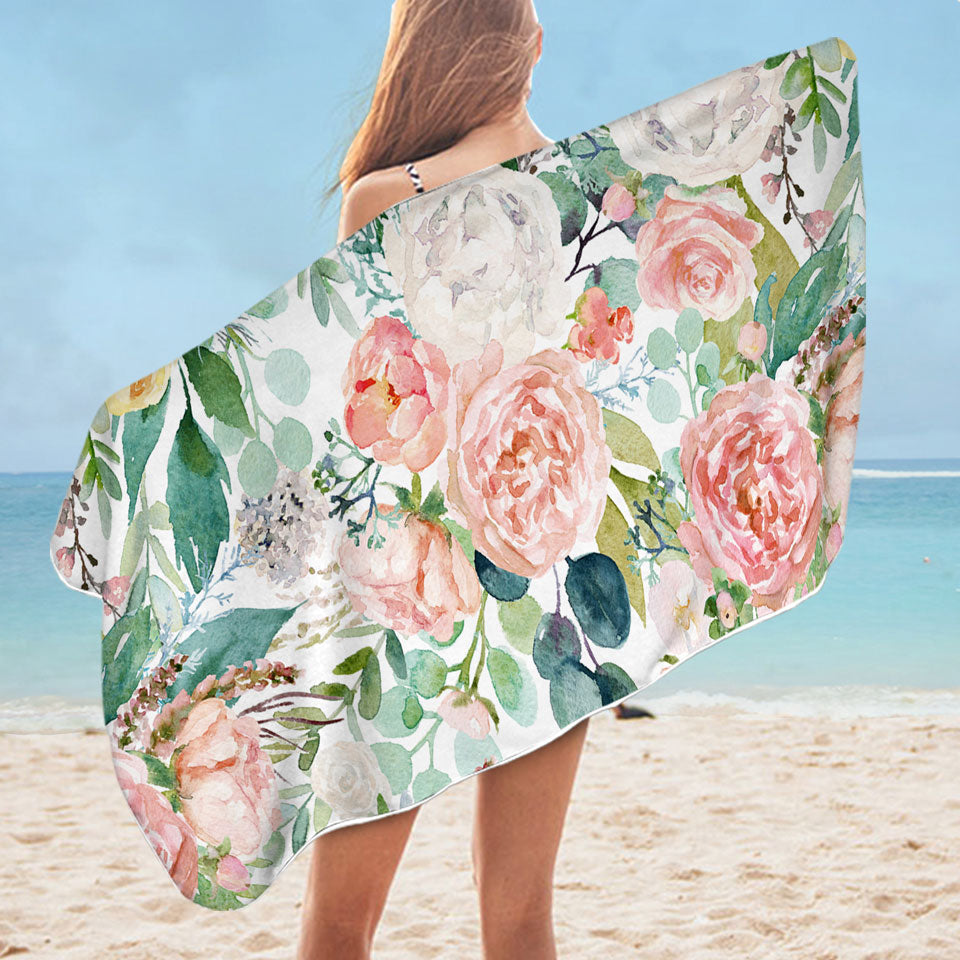 Shabby Chic Floral Beach Towel