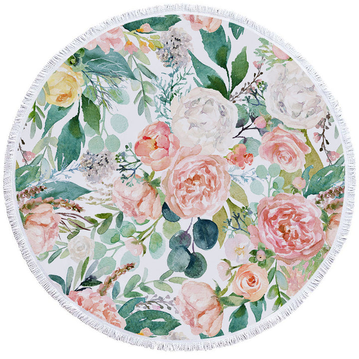 Shabby Chic Floral Round Beach Towels