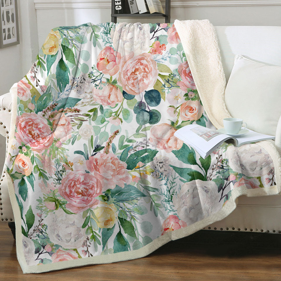Shabby Chic Floral Throw Blankets