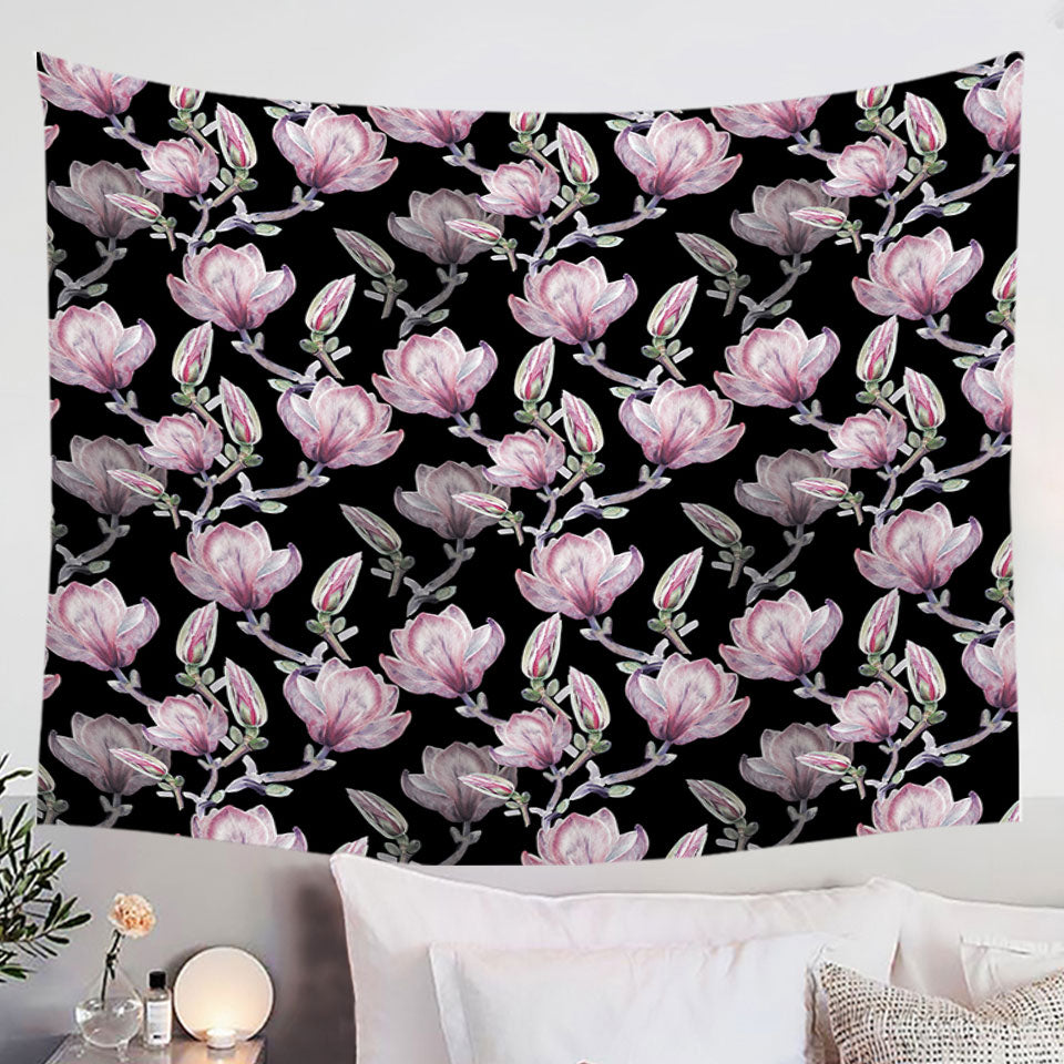 Shabby Pink Wall Decor Tapestry with Flowers