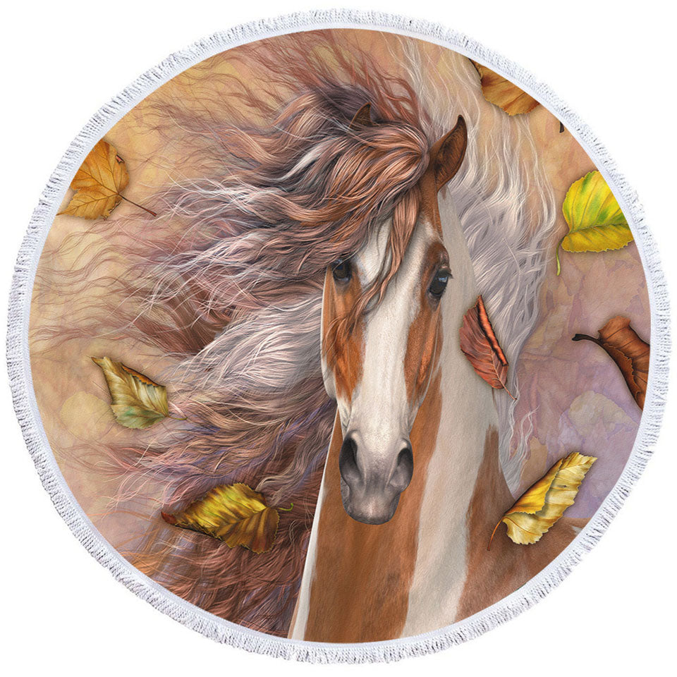 Shanti Autumn Leaves Horse Round Towel