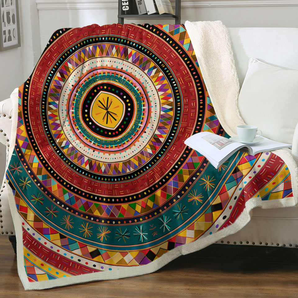Sherpa Blanket Colorful African Design