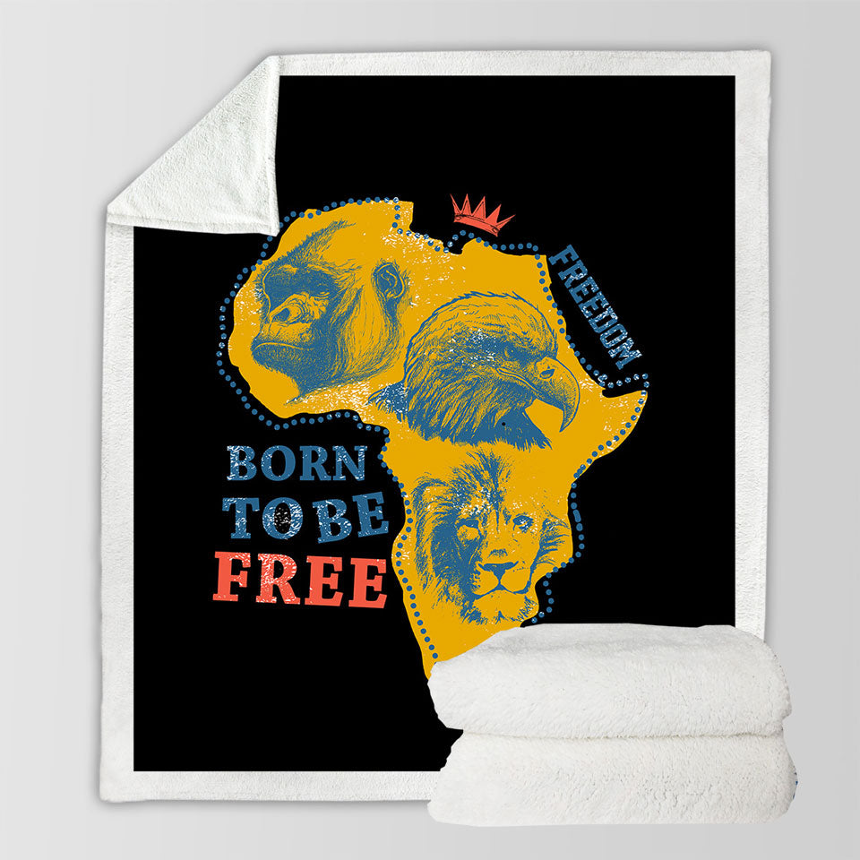 Sherpa Blanket with Gorilla Lion and Eagle The African Map