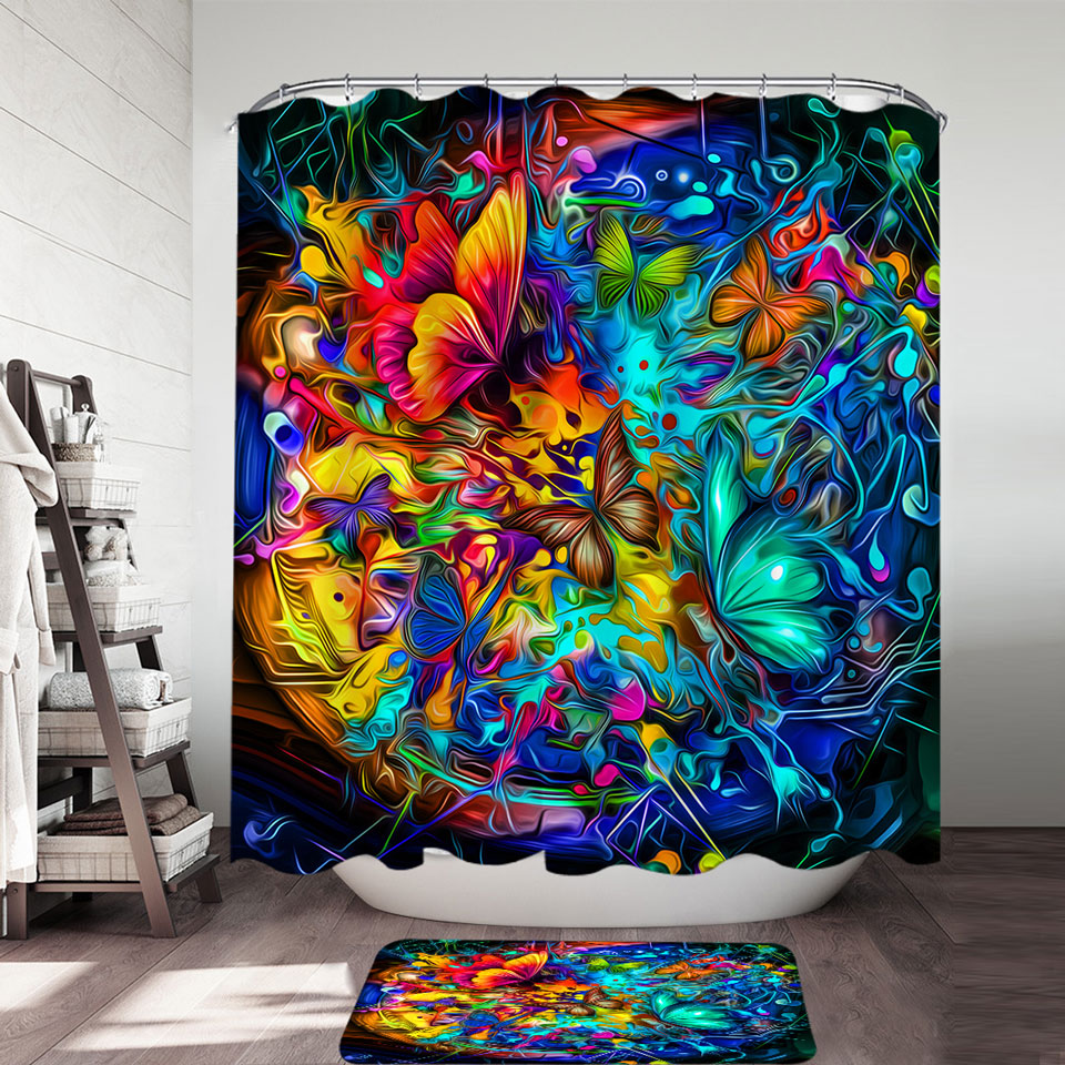 Shower Curtains with Butterflies Crazy Design