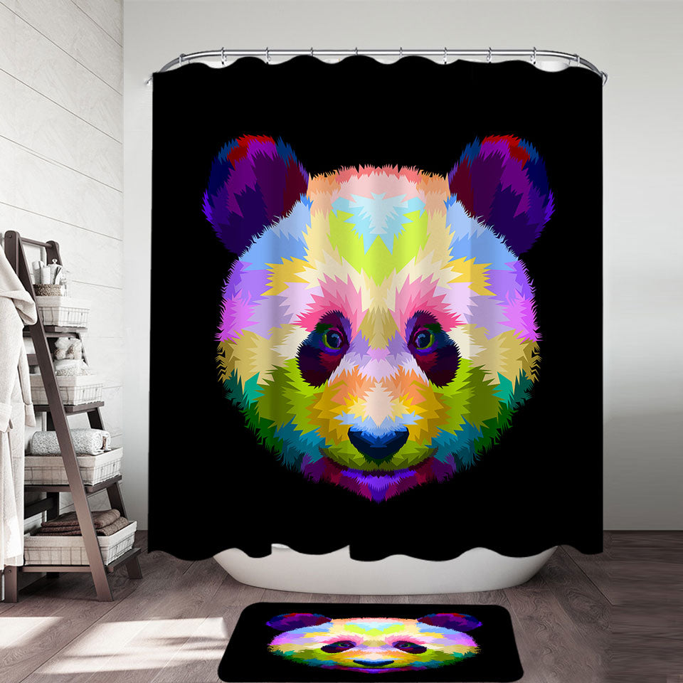 Shower Curtains with Colorful Panda Head