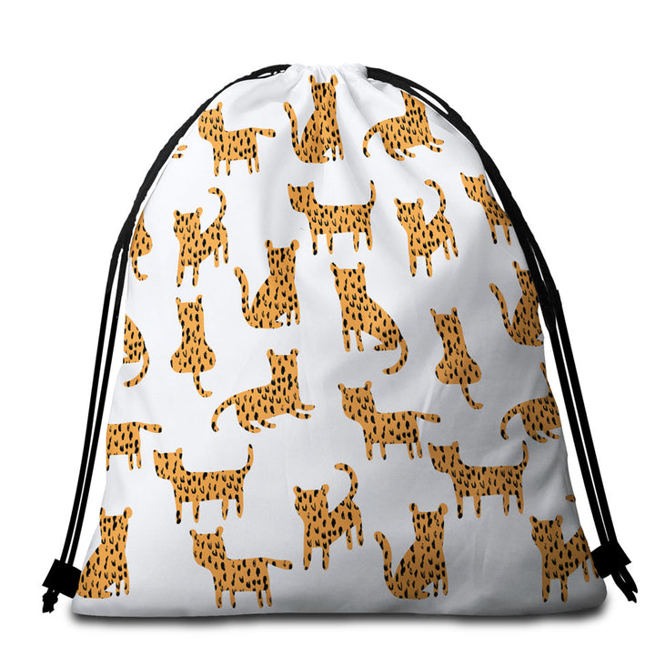 Simple Cheetah Cute Drawing Beach Towel Bags