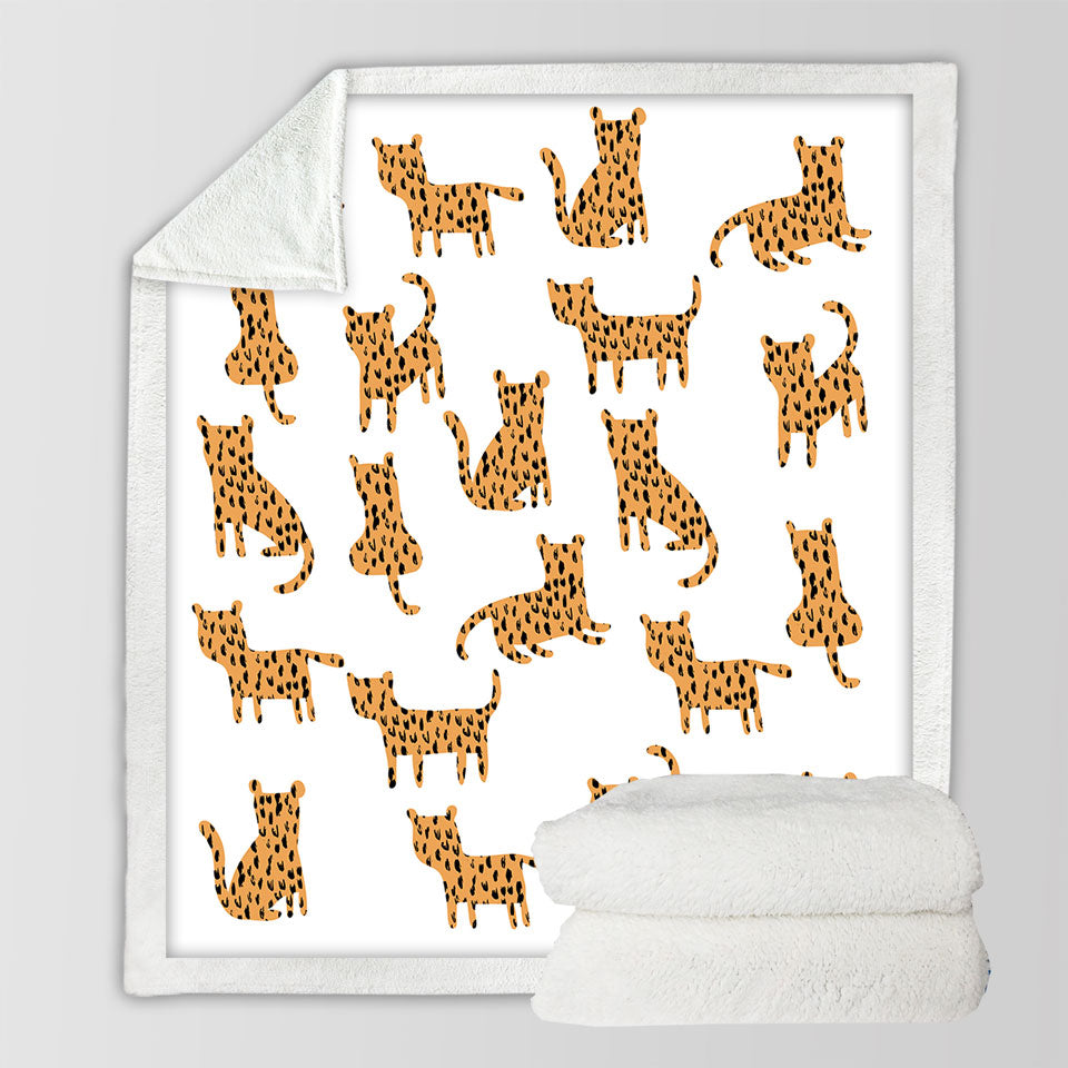 Simple Cheetah Cute Drawing Fleece Blankets