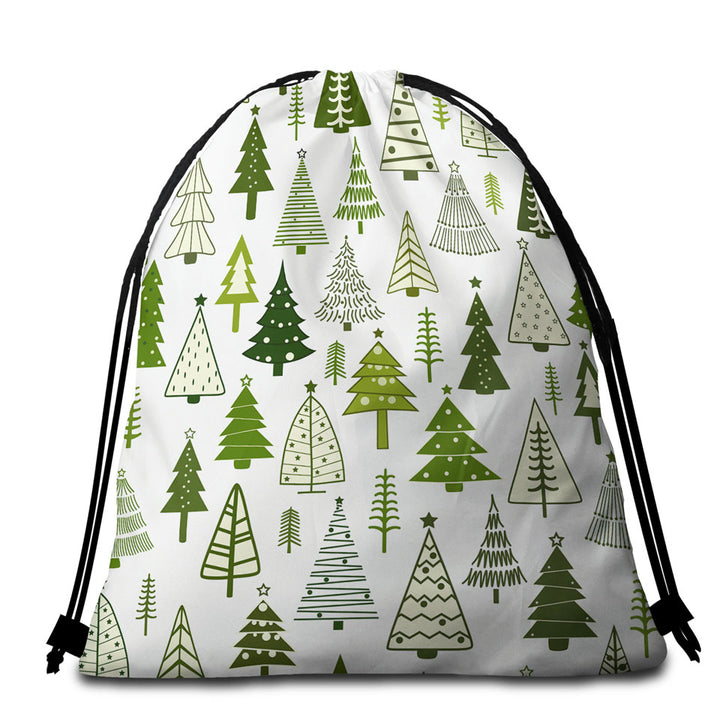 Simple Drawing Christmas Trees Beach Bags and Towels