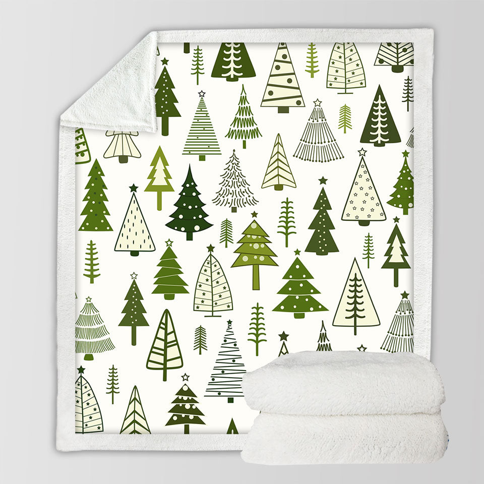Simple Drawing Christmas Trees Couch Throws