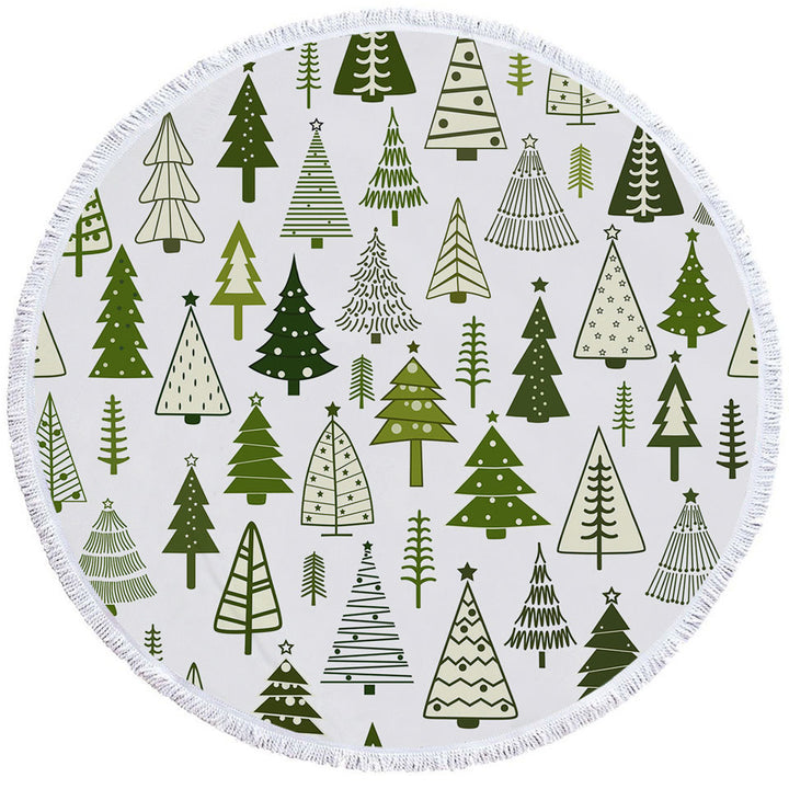 Simple Drawing Christmas Trees Microfiber Beach Towel
