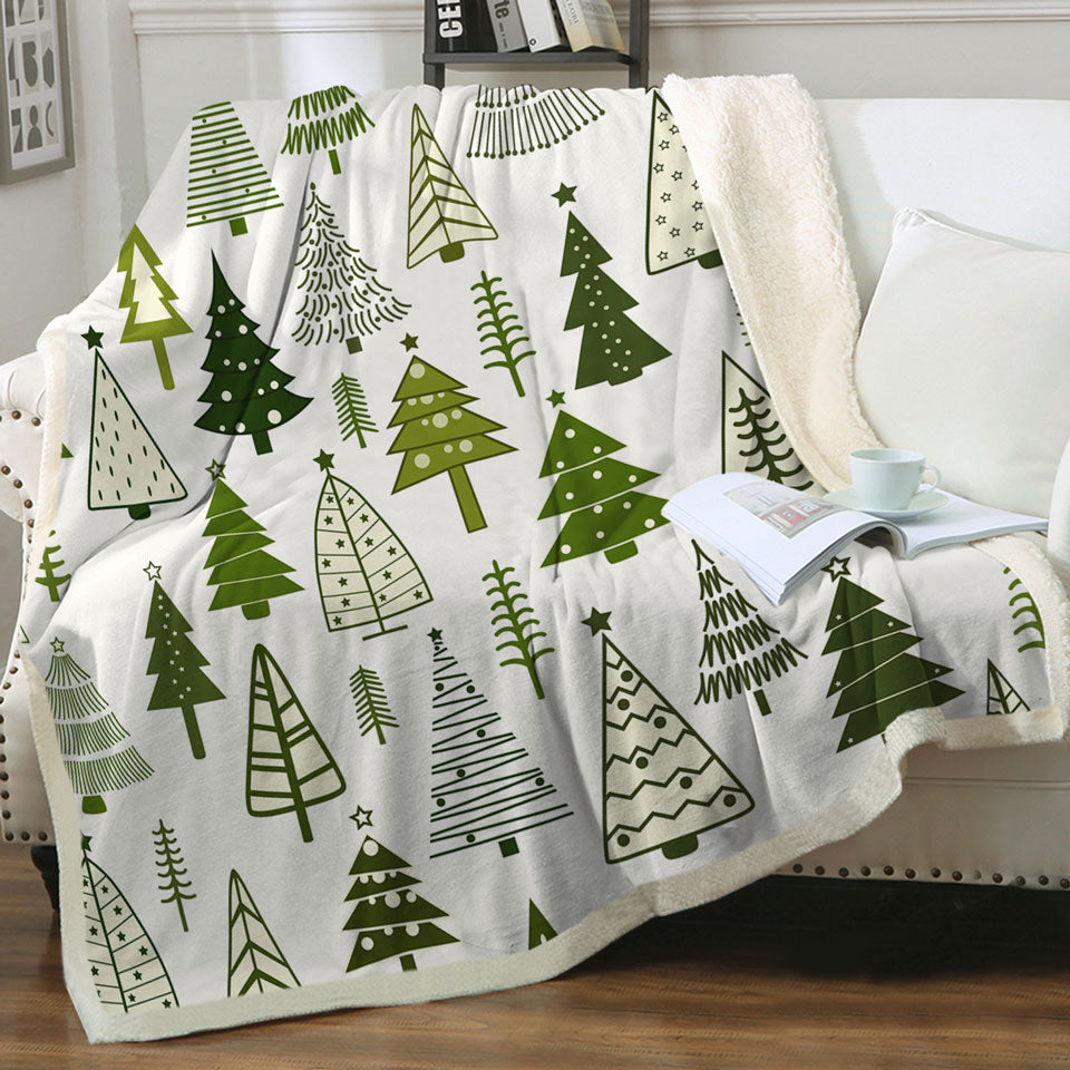 Simple Drawing Christmas Trees Throw Blanket