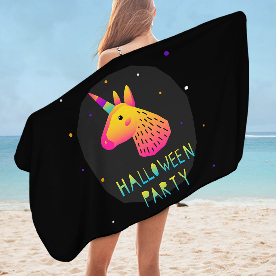 Simple Unicorn Microfiber Beach Towel for Halloween Party