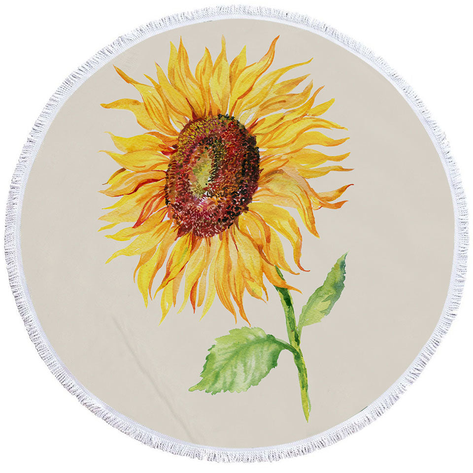 Single Painted Sunflower Beach Towels