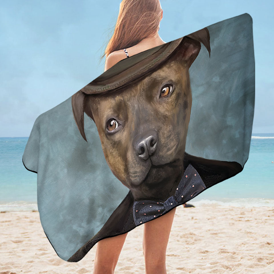 Sir Edmund the Bulldog Cool and Funny Dog Mens Beach Towel