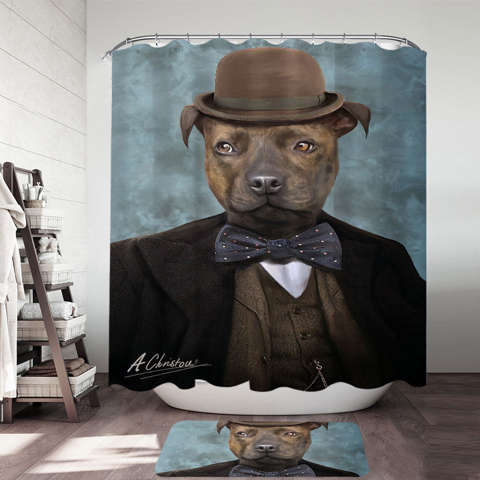 Sir Edmund the Bulldog Cool and Funny Dog Shower Curtains