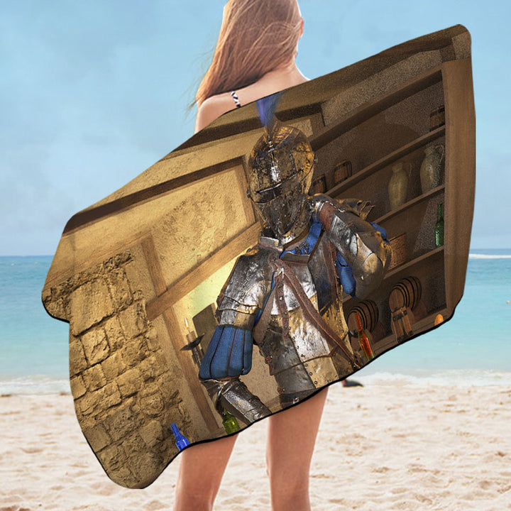 Sir Simion the Dragonhearted Fantasy Art Microfibre Beach Towels