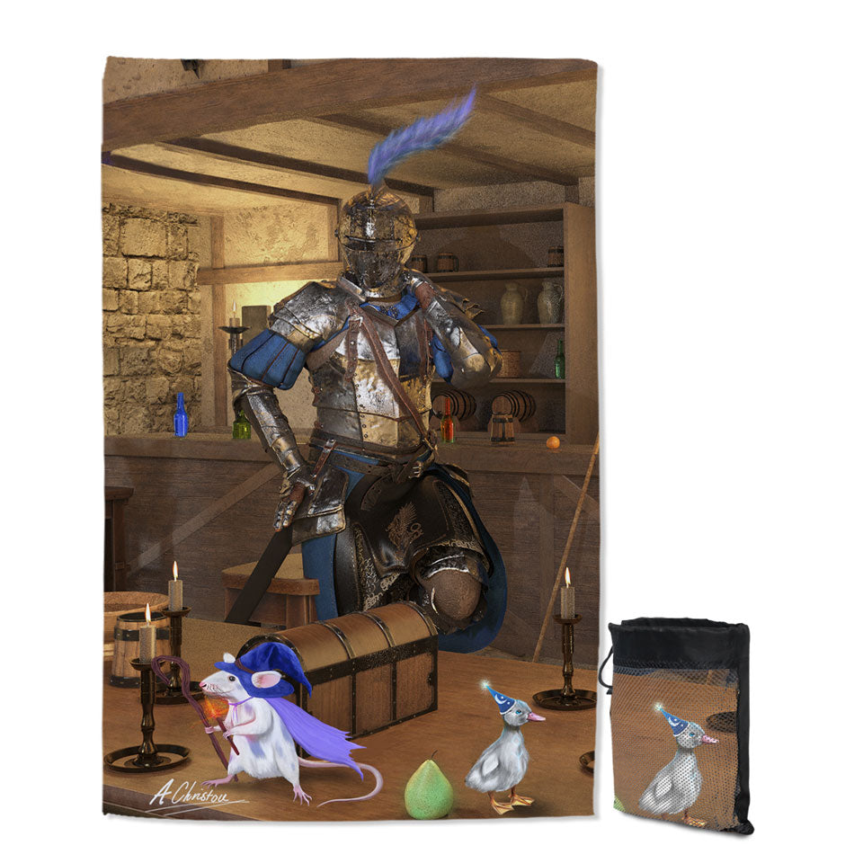Sir Simion the Dragonhearted Fantasy Art Swims Towel