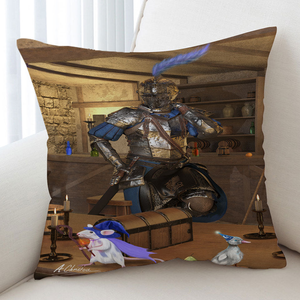 Sir Simion the Dragonhearted Fantasy Art Throw Cushions
