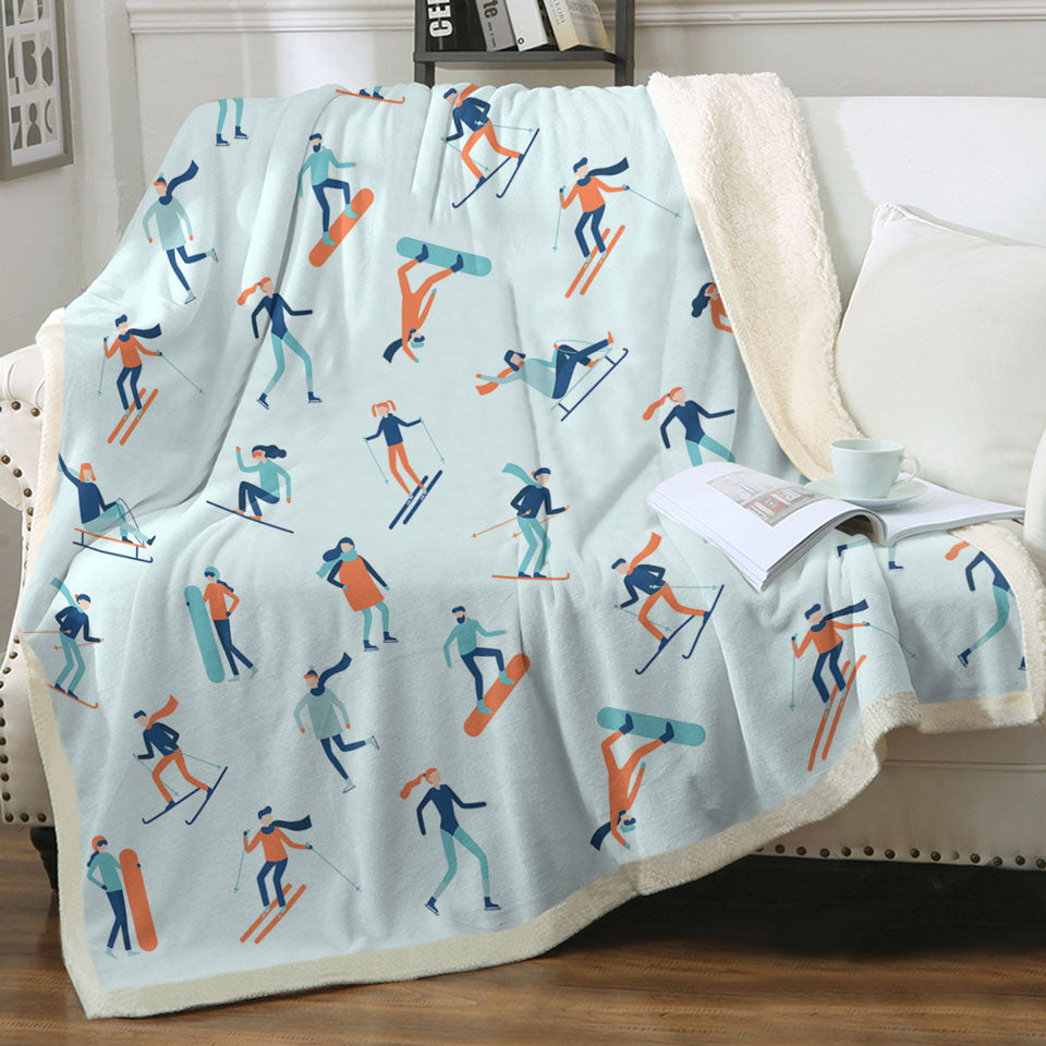 Skiing and Snowboarding Sherpa Blanket