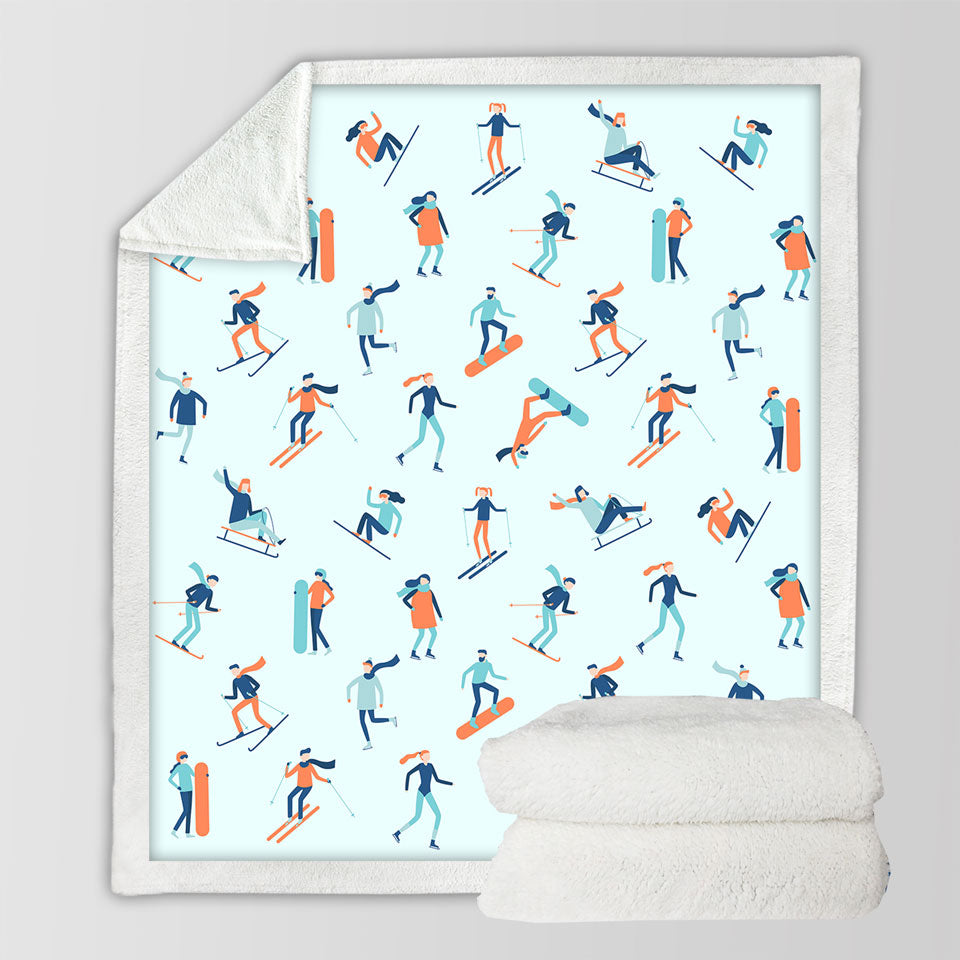 Skiing and Snowboarding Throw Blanket