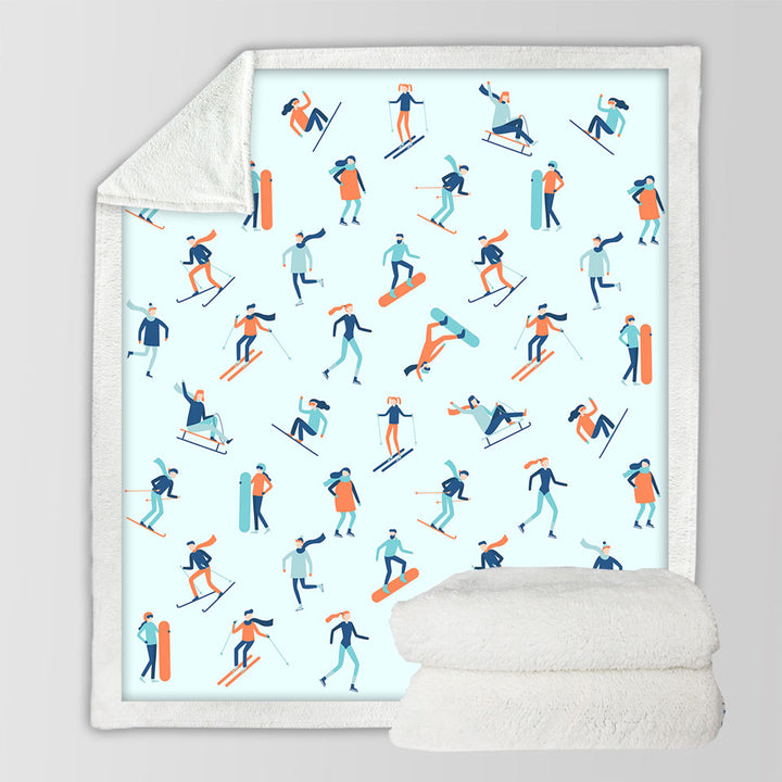 Skiing and Snowboarding Throw Blanket