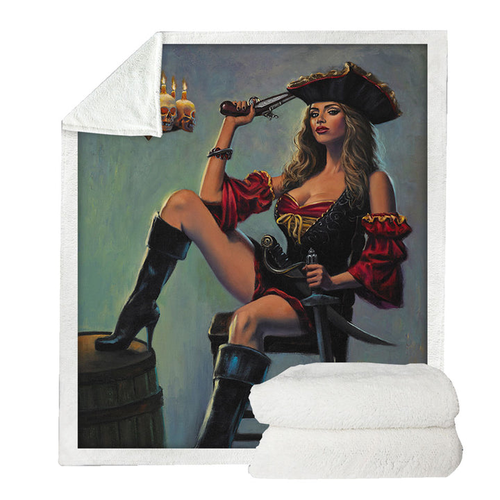 Skull Candles Chandelier Sexy Lady Pirate Sofa Blankets