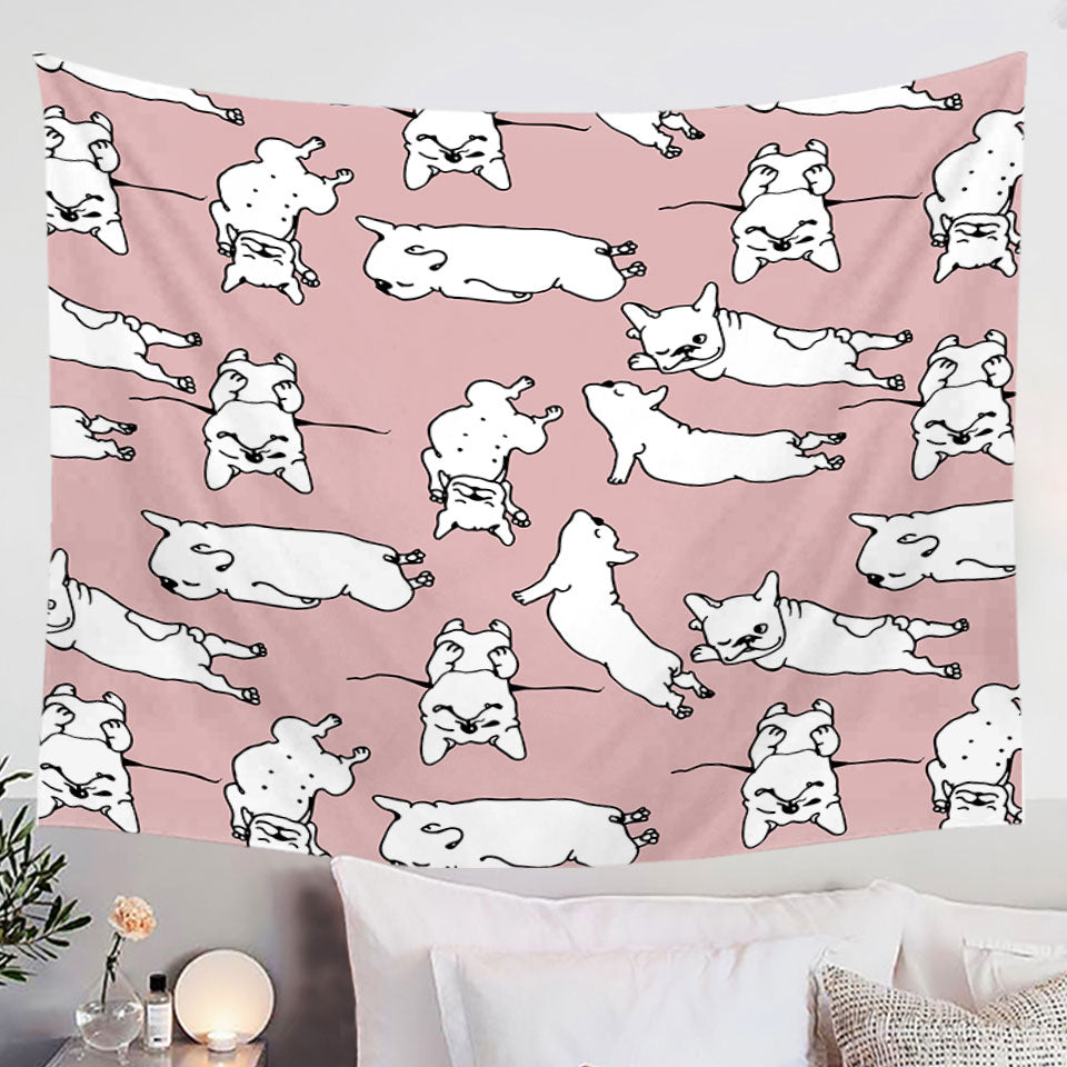 Sleeping Bulldog Puppies Wall Hanging Tapestry