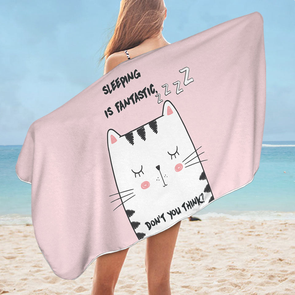 Sleepy Cat Beach Towel