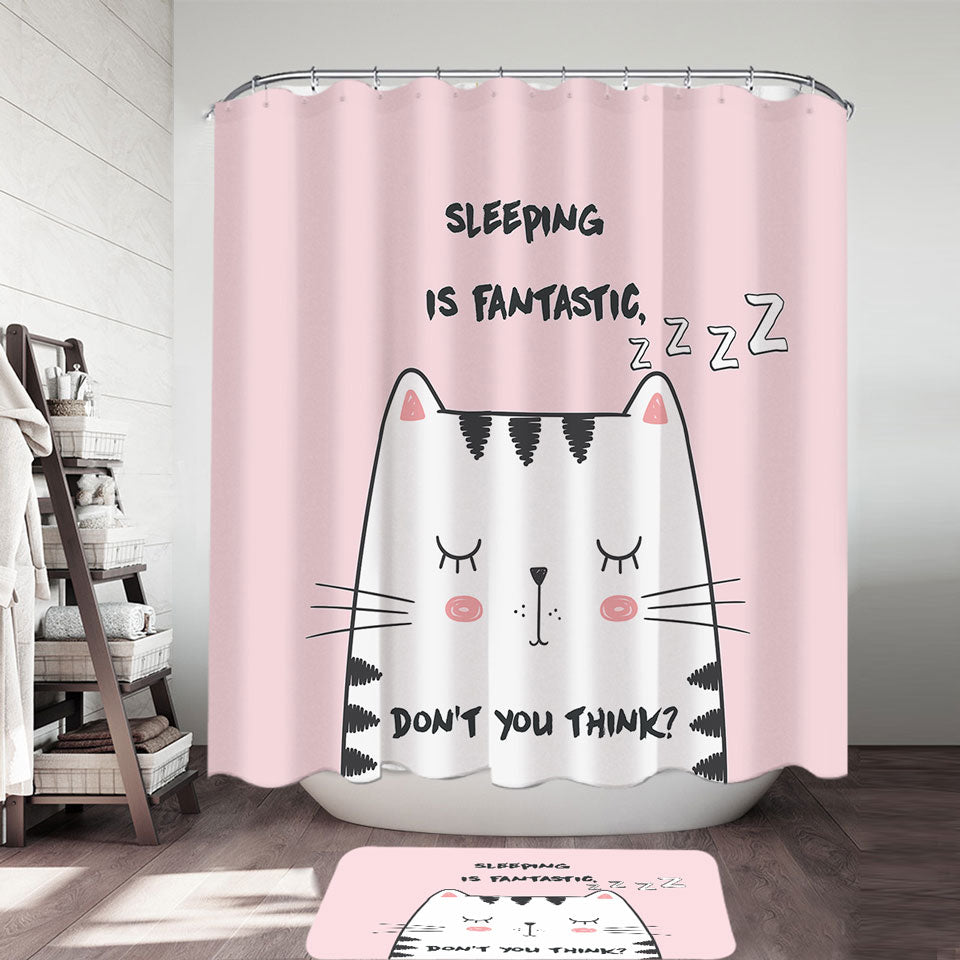 Sleepy Cat Modern Shower Curtains
