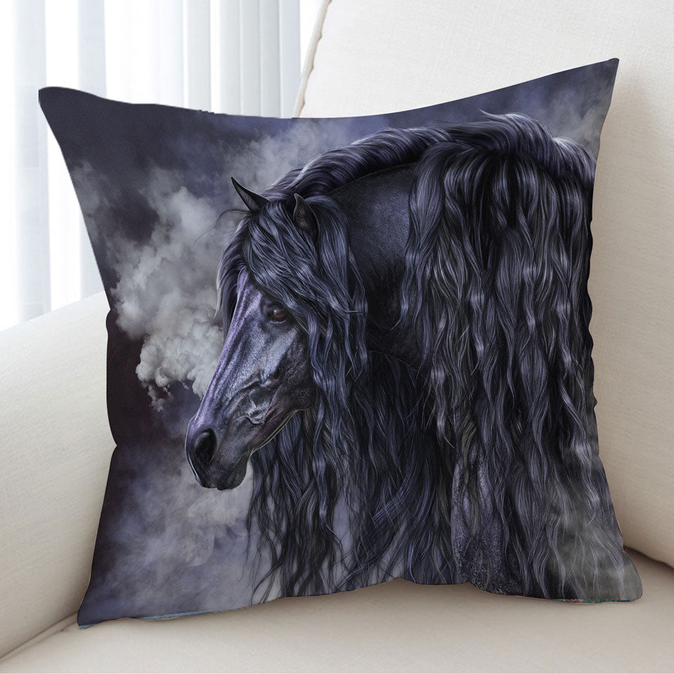 Smoke and Ebony Black Horse Sofa Pillows