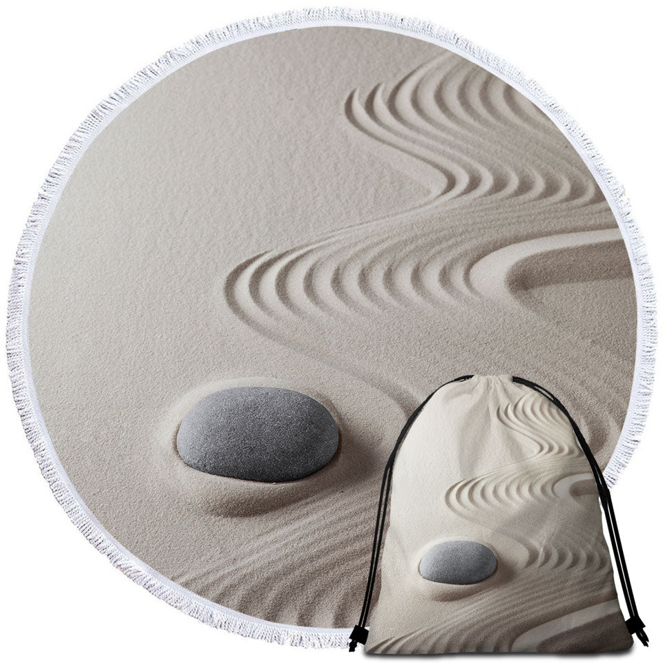 Smooth White Sand Circle Beach Towel