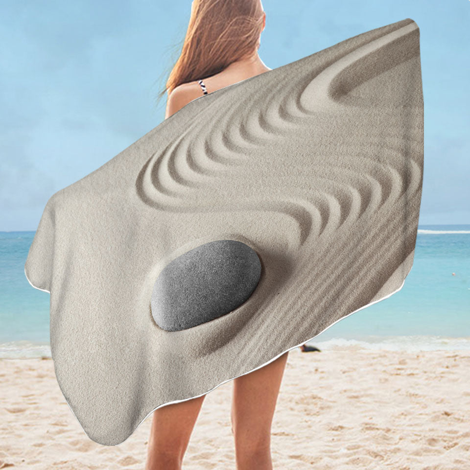 Smooth White Sand Lightweight Beach Towel