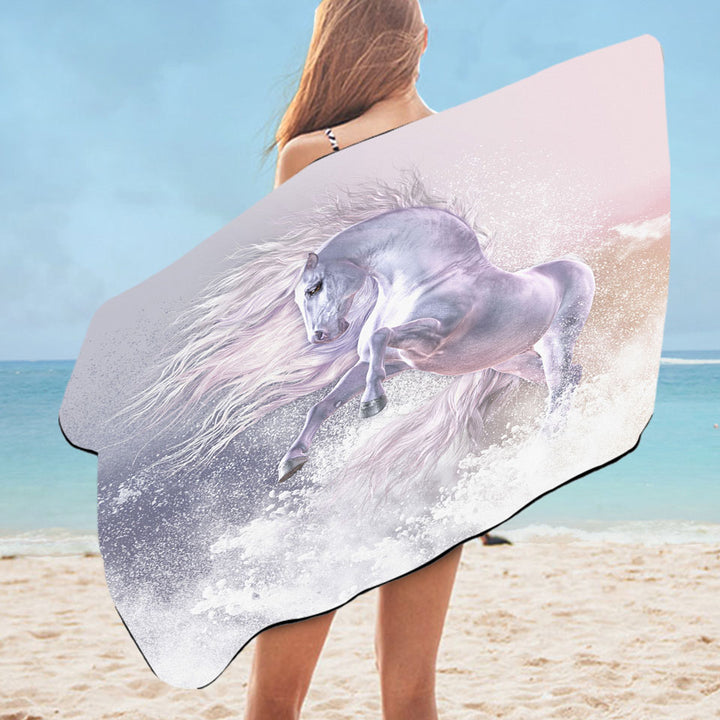Snow Ghost a Stunning White Horse Swims Towel