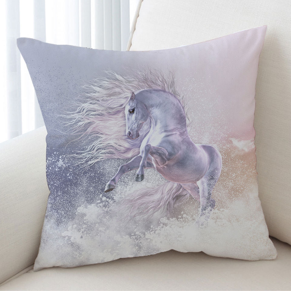 Snow Ghost a Stunning White Horse Throw Pillow Cover