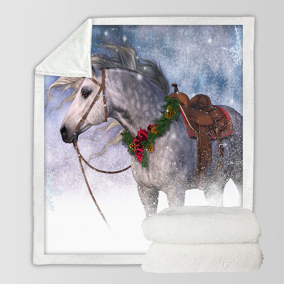 products/Snowy-Christmas-Throws-with-White-Horse