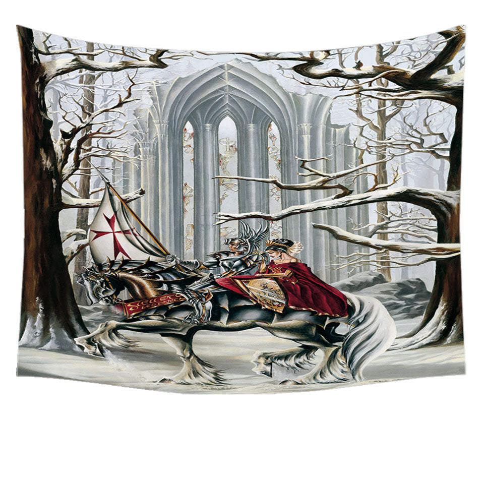 Snowy Forest Knight and Princess Wall Decor