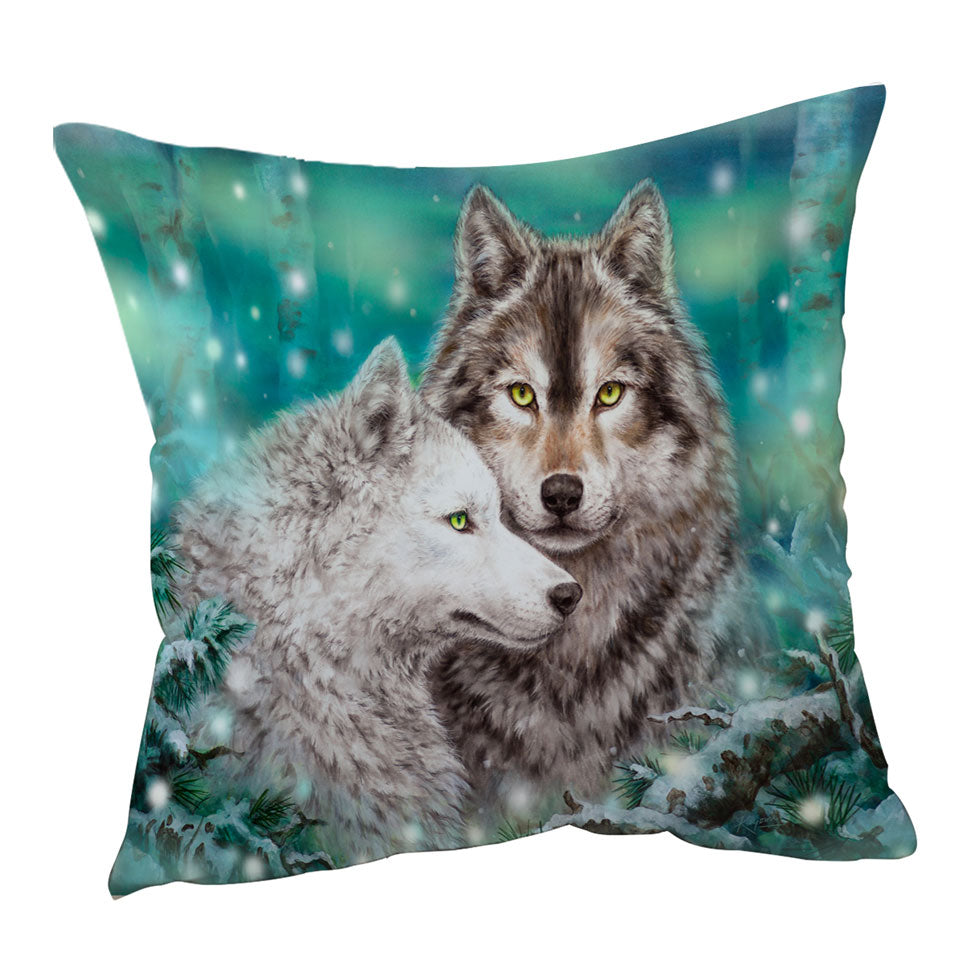 Snowy Forest Wolves Cushion and Throw Pillows Cover